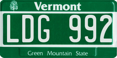 VT license plate LDG992