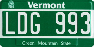 VT license plate LDG993