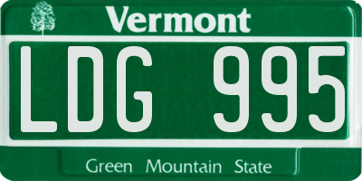 VT license plate LDG995