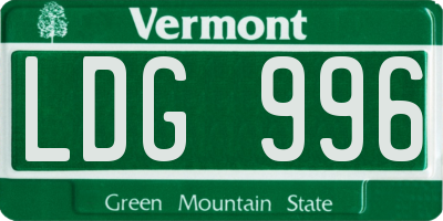 VT license plate LDG996