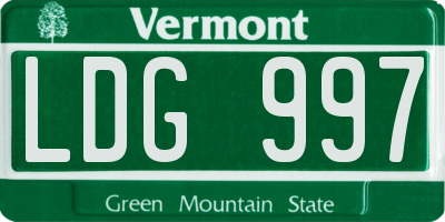 VT license plate LDG997