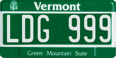 VT license plate LDG999