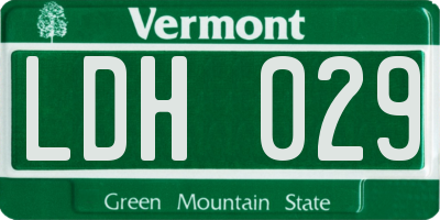VT license plate LDH029