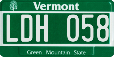 VT license plate LDH058