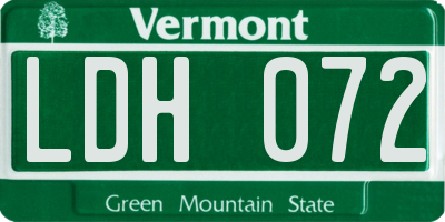 VT license plate LDH072