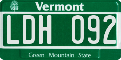 VT license plate LDH092