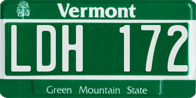 VT license plate LDH172