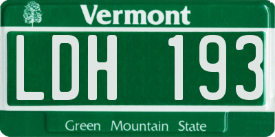VT license plate LDH193