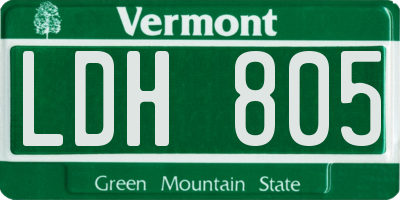 VT license plate LDH805