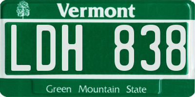 VT license plate LDH838