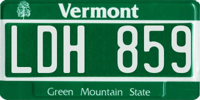 VT license plate LDH859