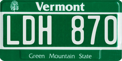 VT license plate LDH870