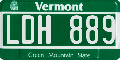VT license plate LDH889