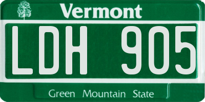 VT license plate LDH905