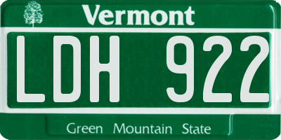 VT license plate LDH922