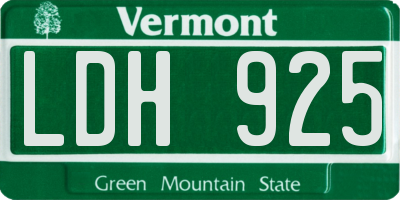 VT license plate LDH925