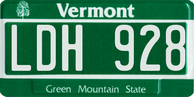 VT license plate LDH928