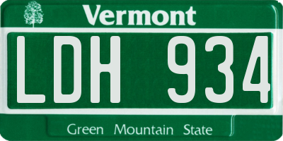 VT license plate LDH934