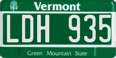 VT license plate LDH935