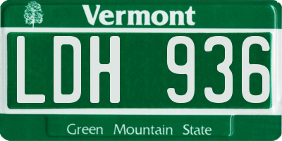 VT license plate LDH936