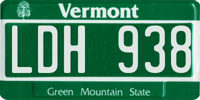 VT license plate LDH938