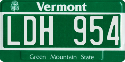 VT license plate LDH954