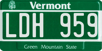 VT license plate LDH959