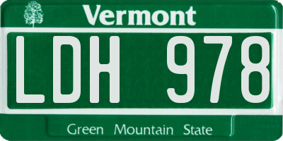 VT license plate LDH978
