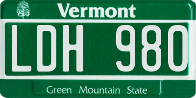 VT license plate LDH980