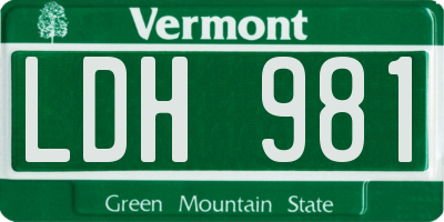 VT license plate LDH981