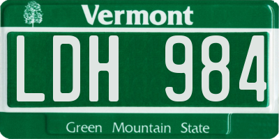 VT license plate LDH984