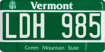 VT license plate LDH985