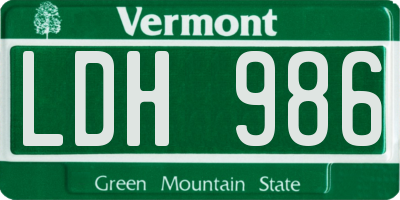 VT license plate LDH986