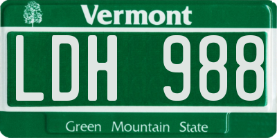 VT license plate LDH988