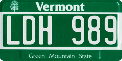 VT license plate LDH989