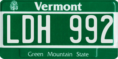 VT license plate LDH992
