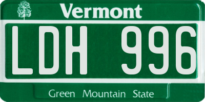 VT license plate LDH996