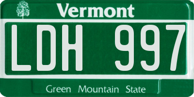 VT license plate LDH997
