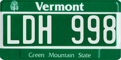 VT license plate LDH998