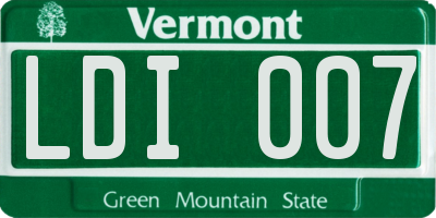 VT license plate LDI007