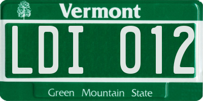 VT license plate LDI012