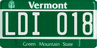 VT license plate LDI018