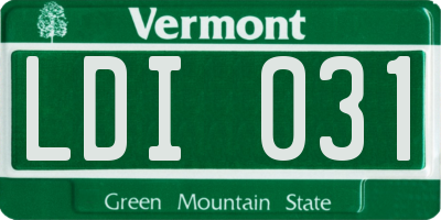VT license plate LDI031