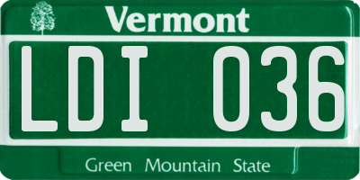 VT license plate LDI036