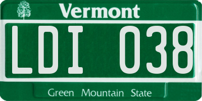 VT license plate LDI038