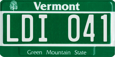 VT license plate LDI041