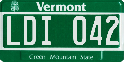 VT license plate LDI042