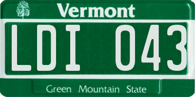 VT license plate LDI043
