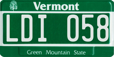 VT license plate LDI058