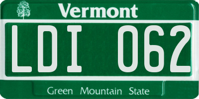 VT license plate LDI062